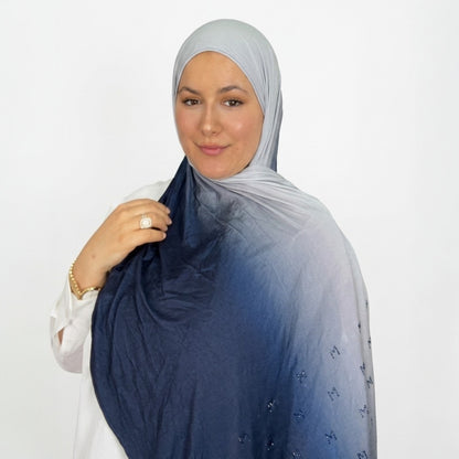 Chal de Algodón Stretch Premium con Cristales Brillantes | Elegancia y Comodidad Diaria
