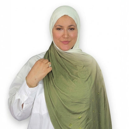 Chal de Algodón Stretch Premium con Cristales Brillantes | Elegancia y Comodidad Diaria